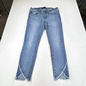 Judy Blue Skinny Fit Light Wash Distressed Tulip Hem Jeans Womens Size 13/31